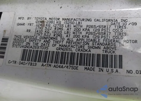 2010 Toyota Tacoma Prerunner V6 from USA, damaged, VIN 5TETU4GN0AZ697035